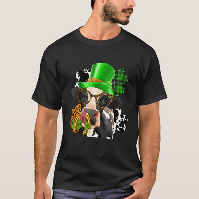 Höghlandskö med C St Patrick Day Leopard Horse S T Shirt (Framsida)
