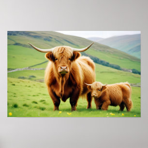 Höghlandskonsumtion av djur av naturen för vilda d poster