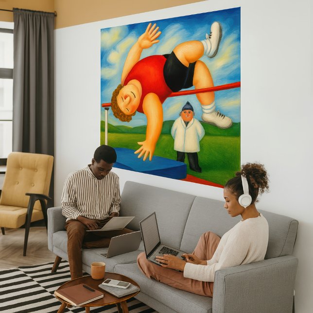 Höghopp - Stor Inrullad Canvas Konsttryck (High Jumpers - Large Wrapped Canvas Art Print)