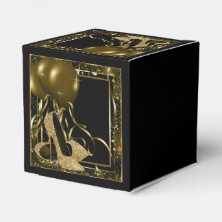 Höghthälsa i svart och Guld Glitter Presentaskar