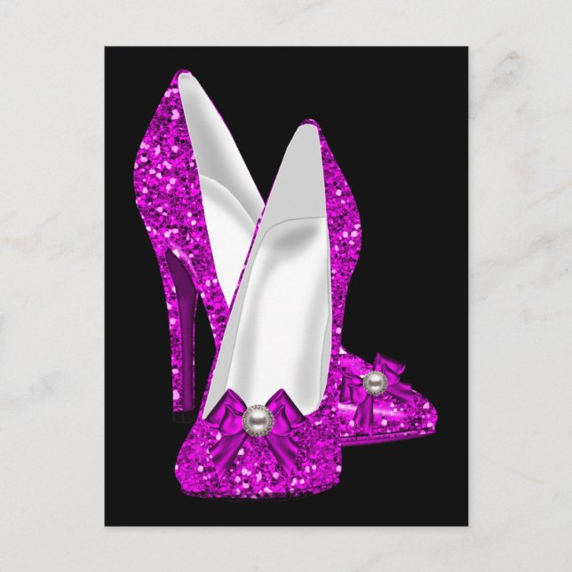 Höghthälsa Stileto Glitter Rosa Vykort (Framsida)