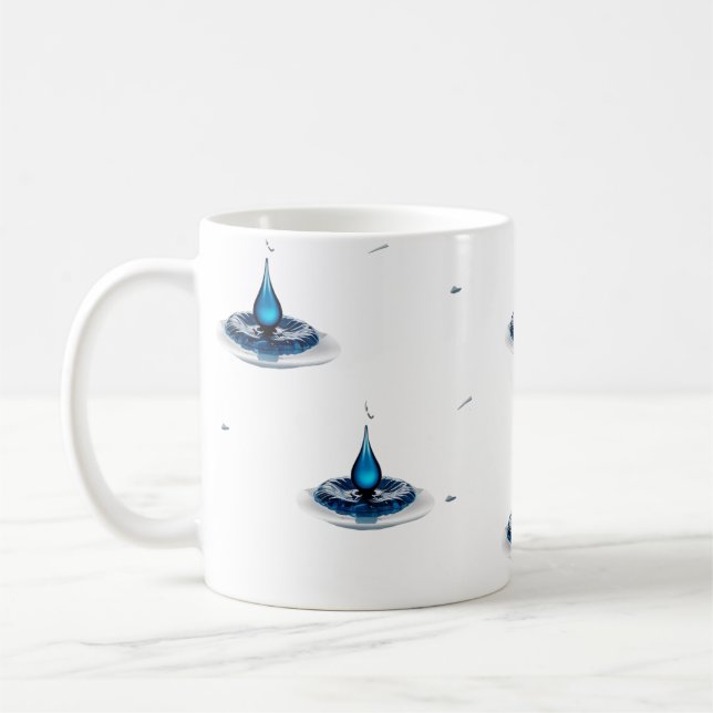 Högintensiv Abstrakt Blå Vattendroppe Klassisk Mug Kaffemugg (Vänster)