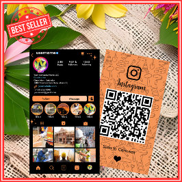 Högintensiv orange konstruktion Instagram QR Visitkort