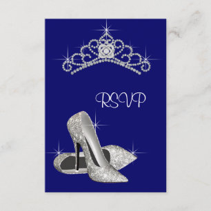 Högklackad tiara Royal Blue Quinceanera RSVP OSA Kort