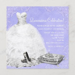 Högklackade skor lila prinsessa Quinceanera Inbjudningar