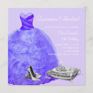 Högklackade skor lila prinsessa Quinceanera Inbjudningar