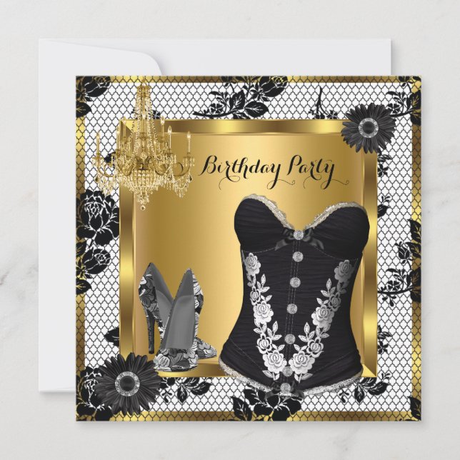 Högklackar Chandelier Snöre Corset Black 3 Inbjudningar (Framsida)