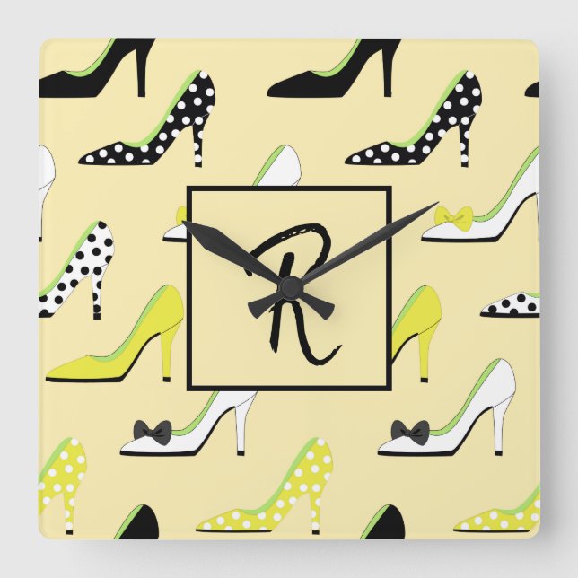 Högklackar för Monogram Snyggt Gult Fyrkantig Klocka (Framsida)