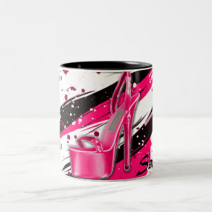 Högklackar för svart, Rosa och vit Hett Två-Tonad Mugg