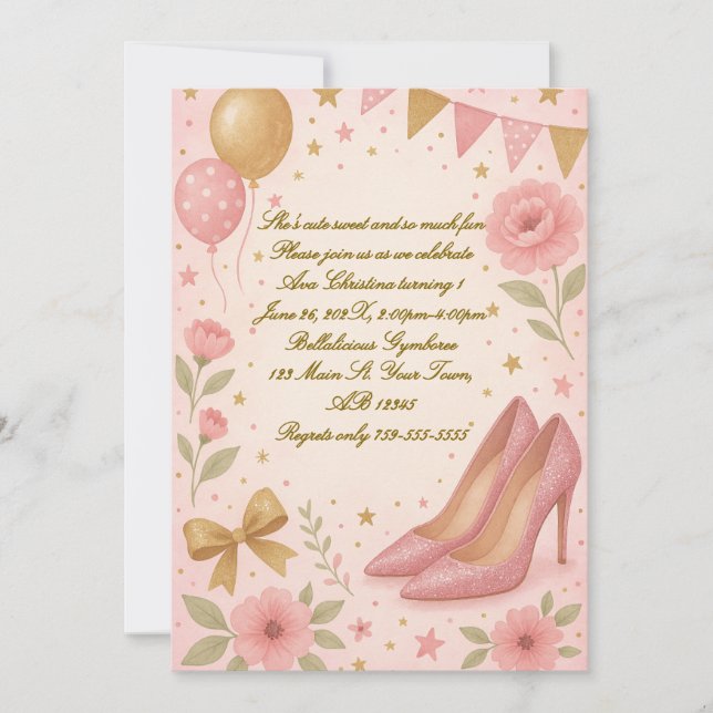 Högklackar Princess Birthday bjudande Inbjudningar (Framsida)