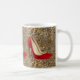 högklackar röd kaffemugg