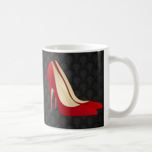 högklackar röd kaffemugg