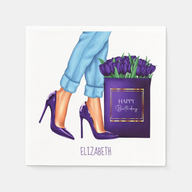 Högklackar Shopping bag Grattis på födelsedagen Pappersservett (Framsidan)