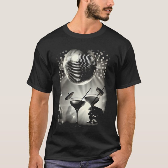 Högklackarna Tequila, Black och White Disco Boll T Shirt (Framsida)