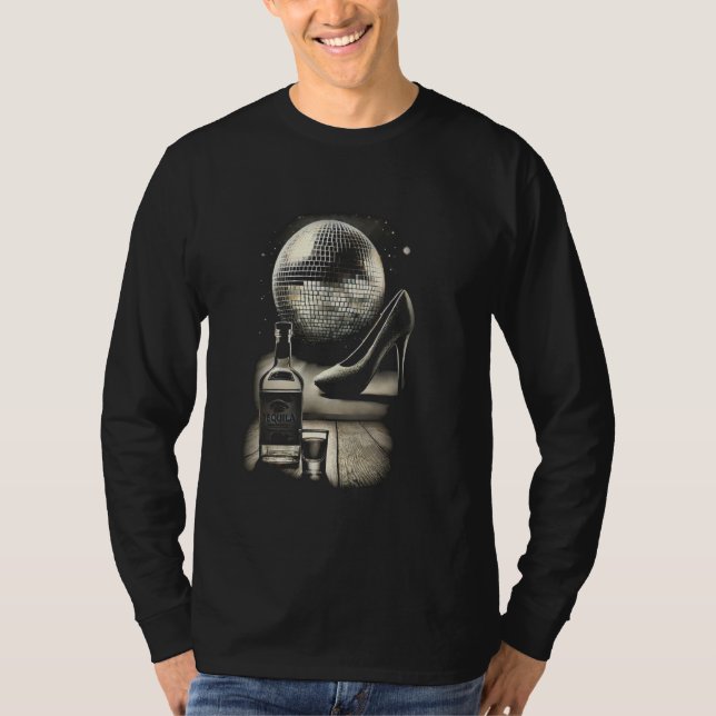 Högklackarna Tequila, Black och White Disco Boll T Shirt (Framsida)