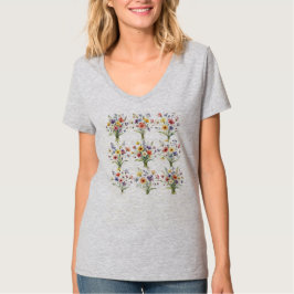 Högklassig Akvatisk Ton Meadowsbukett Mjuk Blommig T Shirt
