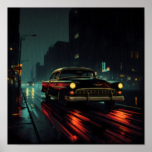 Högkontrast Film Noir: Bakgrundsbelyst Kvällskörni Poster
