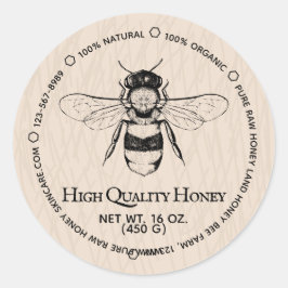 Högkvalitativ honung Vintage Bee Runt Klistermärke