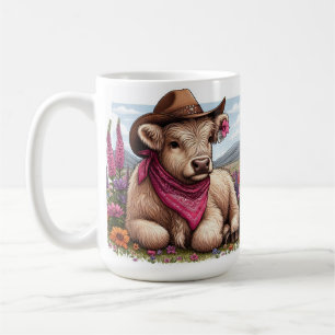 Högland Cow Wearing Hat och Bandana Kaffemugg