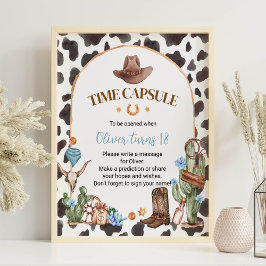 Högland Cowboy Birthday Time Capsule-tecken Poster