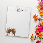 Högland Cows Watercolor Monogram Namn Anteckningsb Anteckningsblock<br><div class="desc">Den här designen kan vara personlig i det område som tillhandahålls genom att ändra fotot och/eller text. Du kan också anpassa den genom att klicka på Anpassa den här mallen och sedan välja klicka för att anpassa ytterligare alternativ och ta bort eller ändra färg i bakgrunden, lägga till text, ändra...</div>