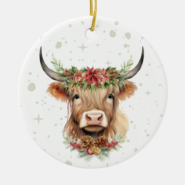 Högland Kow Jul Ornament Personlig (Framsidan)