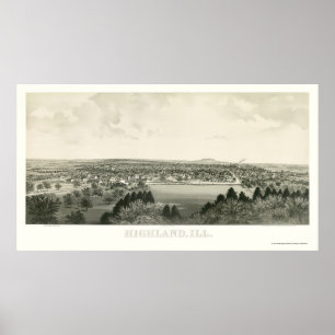 Högland panorama- karta för IL - 1894 Poster