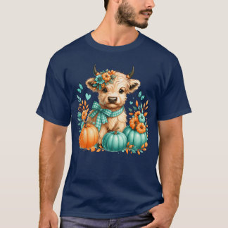 Höglands Cow Pumpkineal Orange Höst Fjäril Höst T Shirt