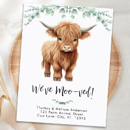 Höglands Cow Vi har Moo-kat till Boho Ny adress Fl Meddelande Vykort