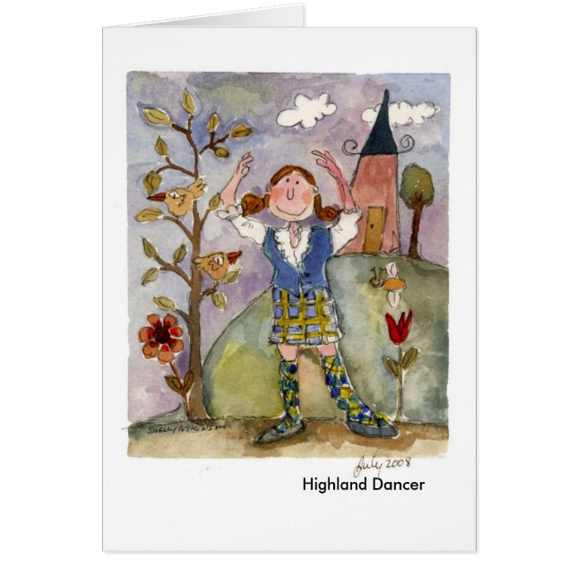 Höglands- dansare hälsningskort (Framsidan)
