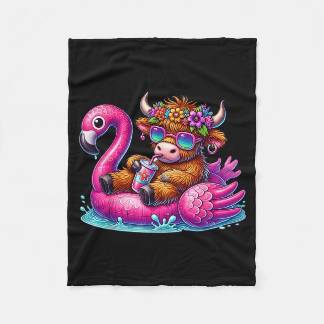 Höglands Ko Flamingo ol Float Sommar Hawaii Strand Fleecefilt (Framsidan)