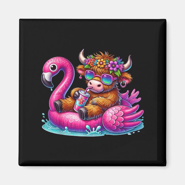 Höglands Ko Flamingo ol Float Sommar Hawaii Strand Magnet (Framsidan)