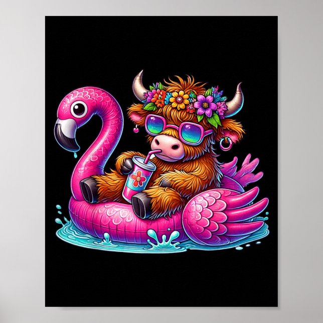 Höglands Ko Flamingo ol Float Sommar Hawaii Strand Poster (Framsidan)