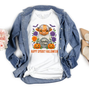 Höglands Ko Ghost Halloween Pumpa Blommor  T Shirt