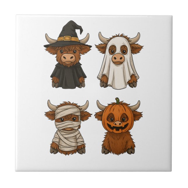 Höglands ko Halloween Rollig Höst Kuslig Kakelplatta (Framsidan)