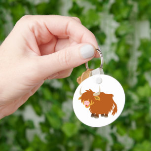 Höglands- ko Keychain för gullig tecknad Nyckelring