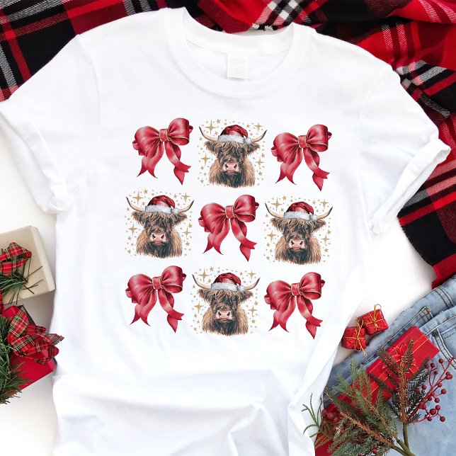 Höglands Ko Kvällsdräkt Julbåge T Shirt (Skapare uppladdad)