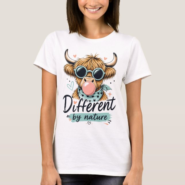 Höglands Ko Olika av Naturen Söt Grafik T Shirt (Framsida)