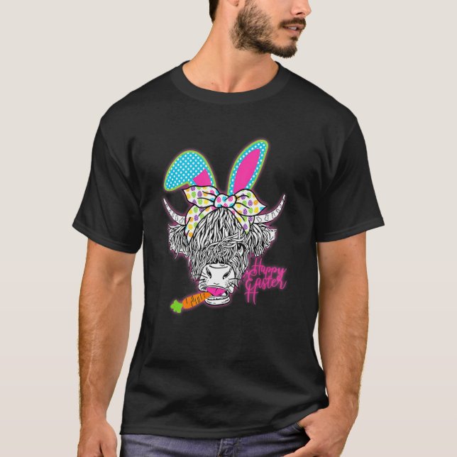 Höglands ko Påskharen Flicka Påskdag Långt T Shirt (Framsida)