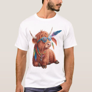 Höglands ko PNG, Cool ko PNG, Solglasögon T Shirt