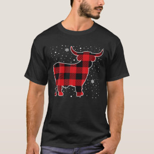 Höglands ko röd Buffalo-rutig julpyjamas T Shirt