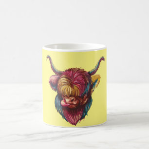 Höglands Ko Rolig Regnbåge Huvud Design Kaffemugg