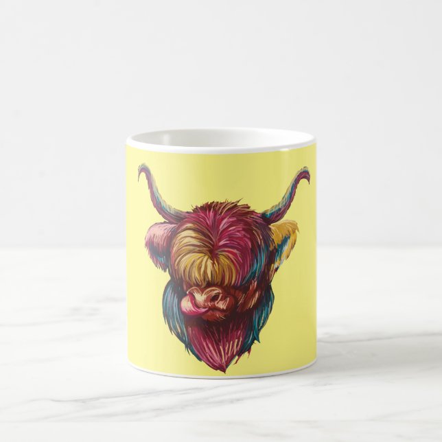 Höglands Ko Rolig Regnbåge Huvud Design Kaffemugg (Center)
