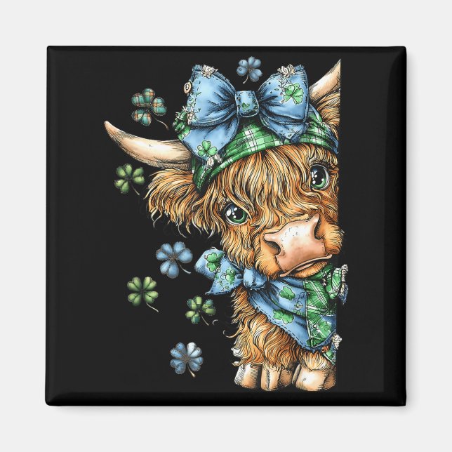 Höglands ko shamrock coquette bow st patricks magnet (Framsidan)