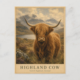 Höglands Ko Skottland VINTAGE Vykort