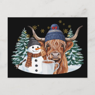 Höglands Ko Snömannen Varm Choklad Julgran Xmas Helg Vykort
