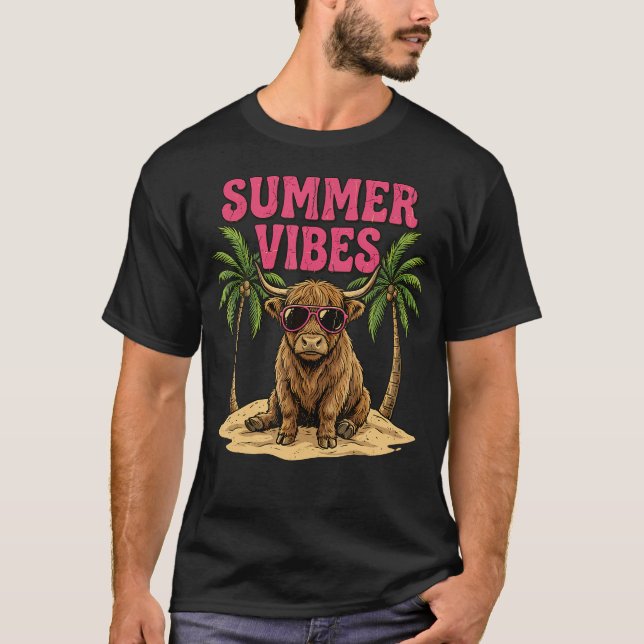 Höglands Ko Sommarmood Solglasögon Strand T Shirt (Framsida)