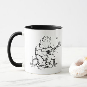 Höglands Ko Spelar Akustisk Gitarr Mugg