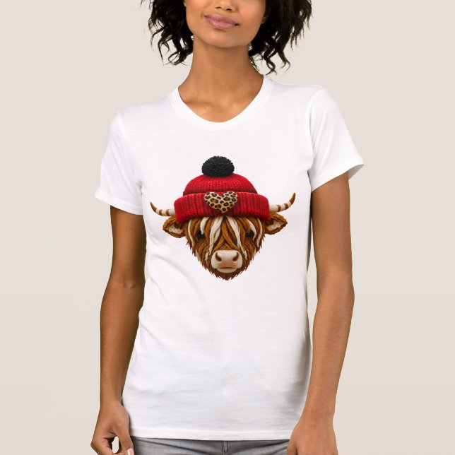 Höglands Ko Valentine PNG Falsk Latch Hook T Shirt (Framsida)