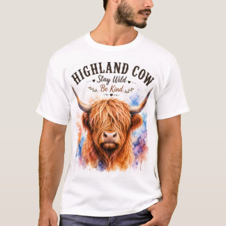 Höglands Ko Vattenfärgssprut Håll dig Vild Var Snä T Shirt